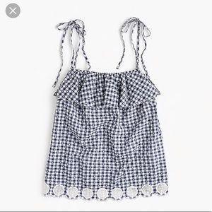 J. Crew Tie-shoulder ruffle top with eyelet trim